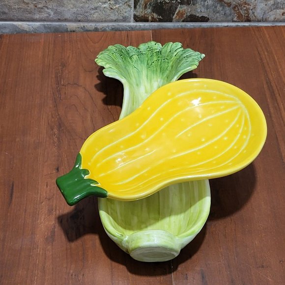 Ceramic Celery Squash Pumpkin Serving Dish Tray Set of 2 - Picture 6 of 13